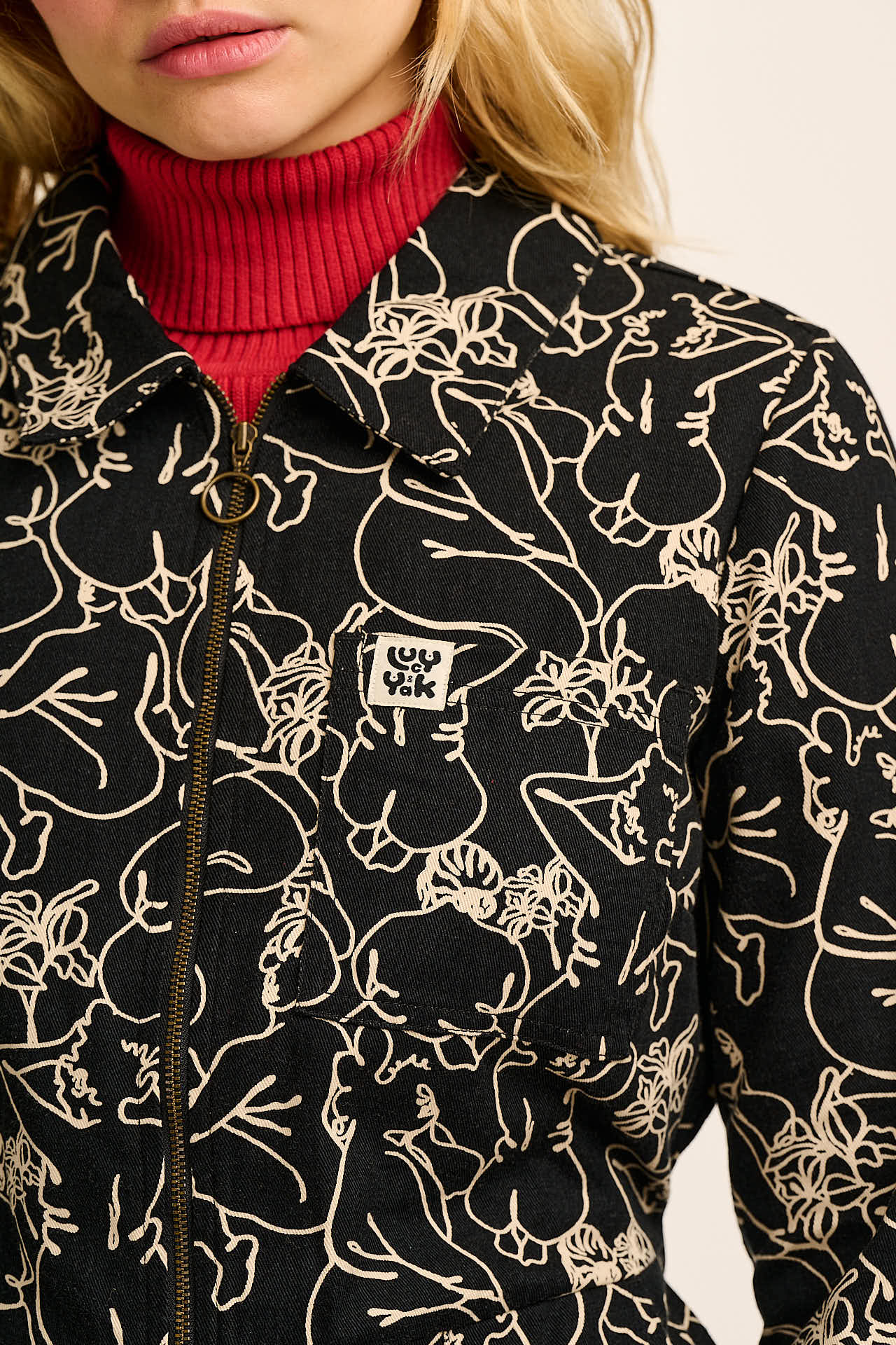 Tavira - Cotton Long Sleeve Jumpsuit in Bodies Print - Image 2