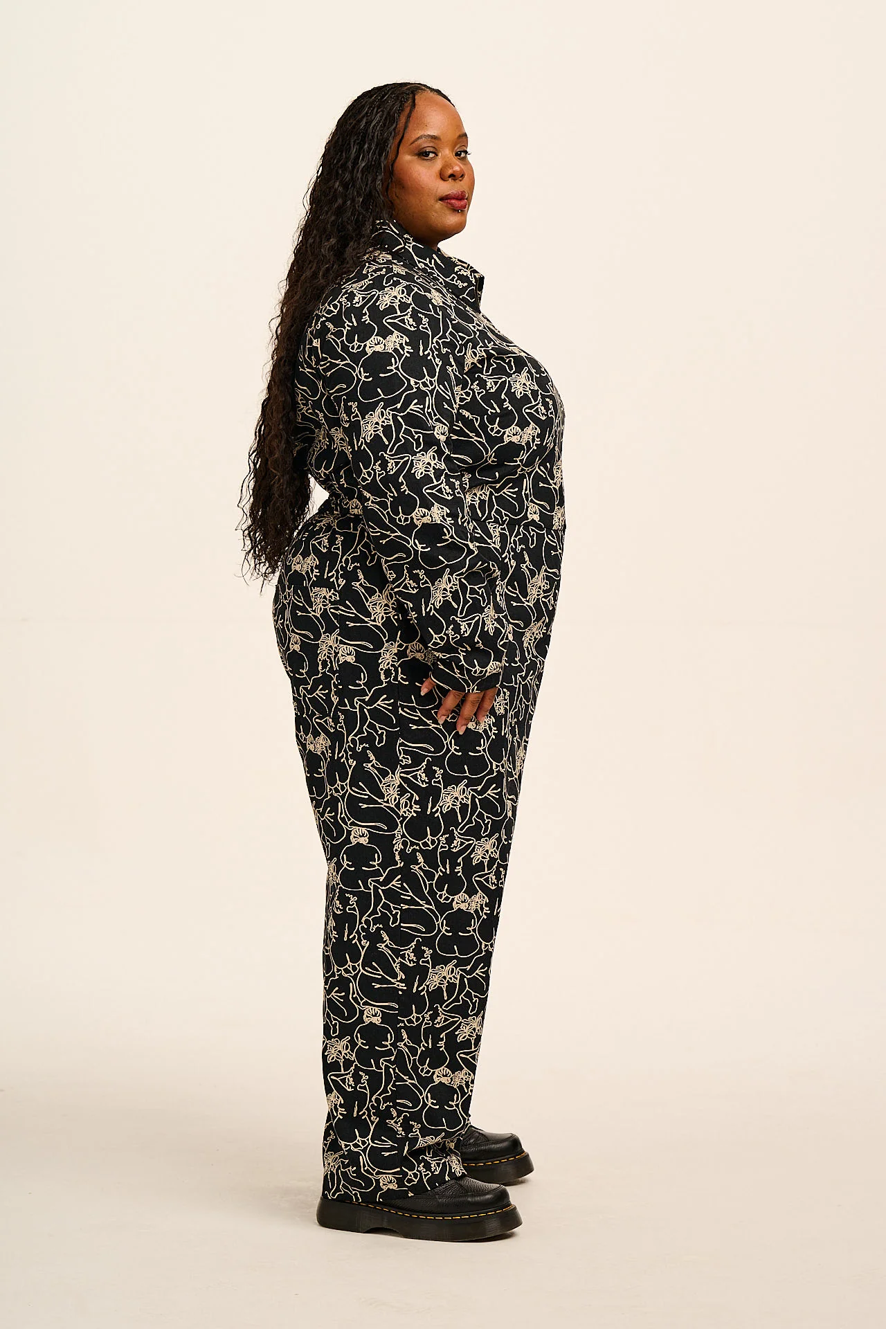 Tavira - Cotton Long Sleeve Jumpsuit in Bodies Print - Image 9