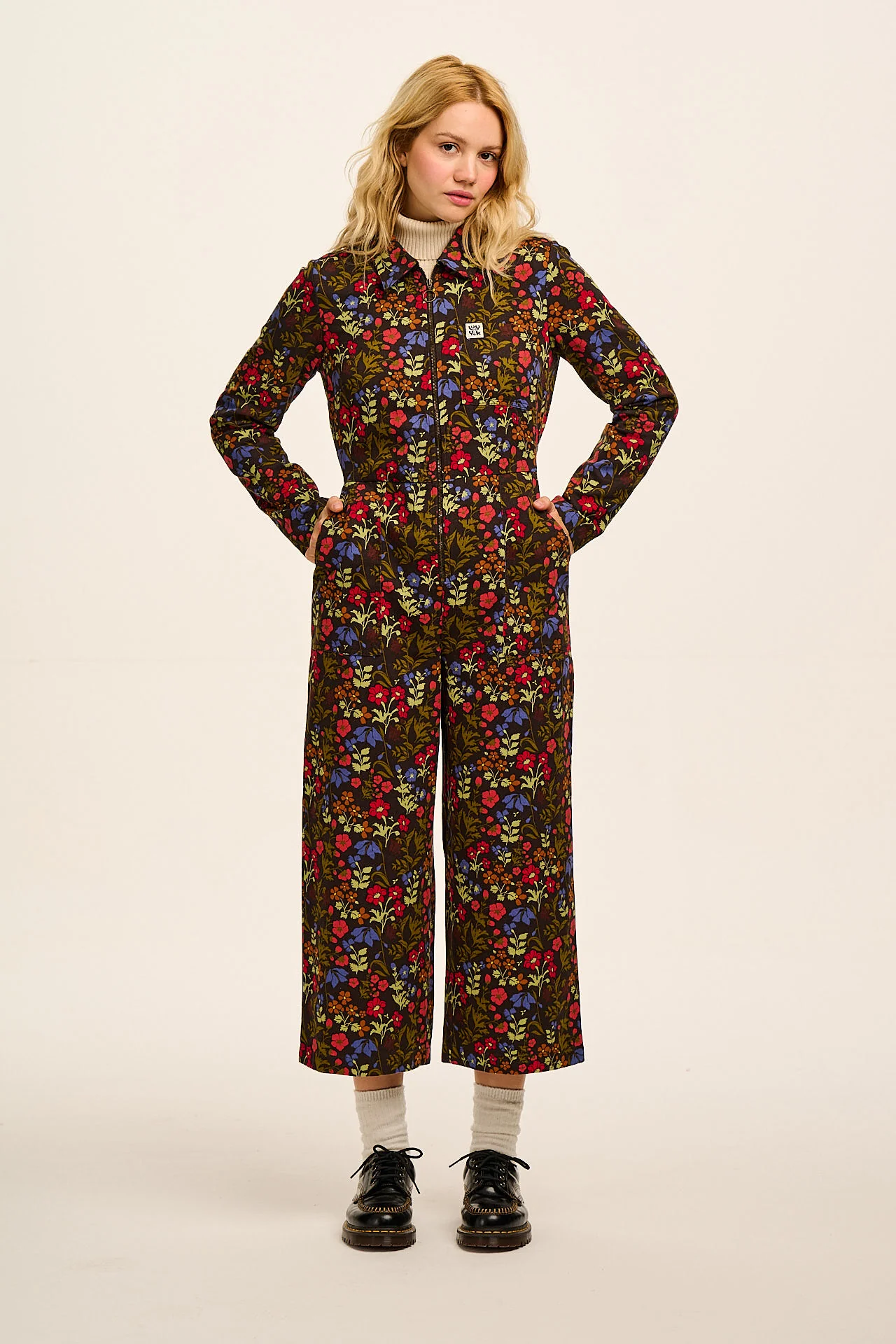 Tavira - Cotton Long Sleeve Jumpsuit in Vintage Floral