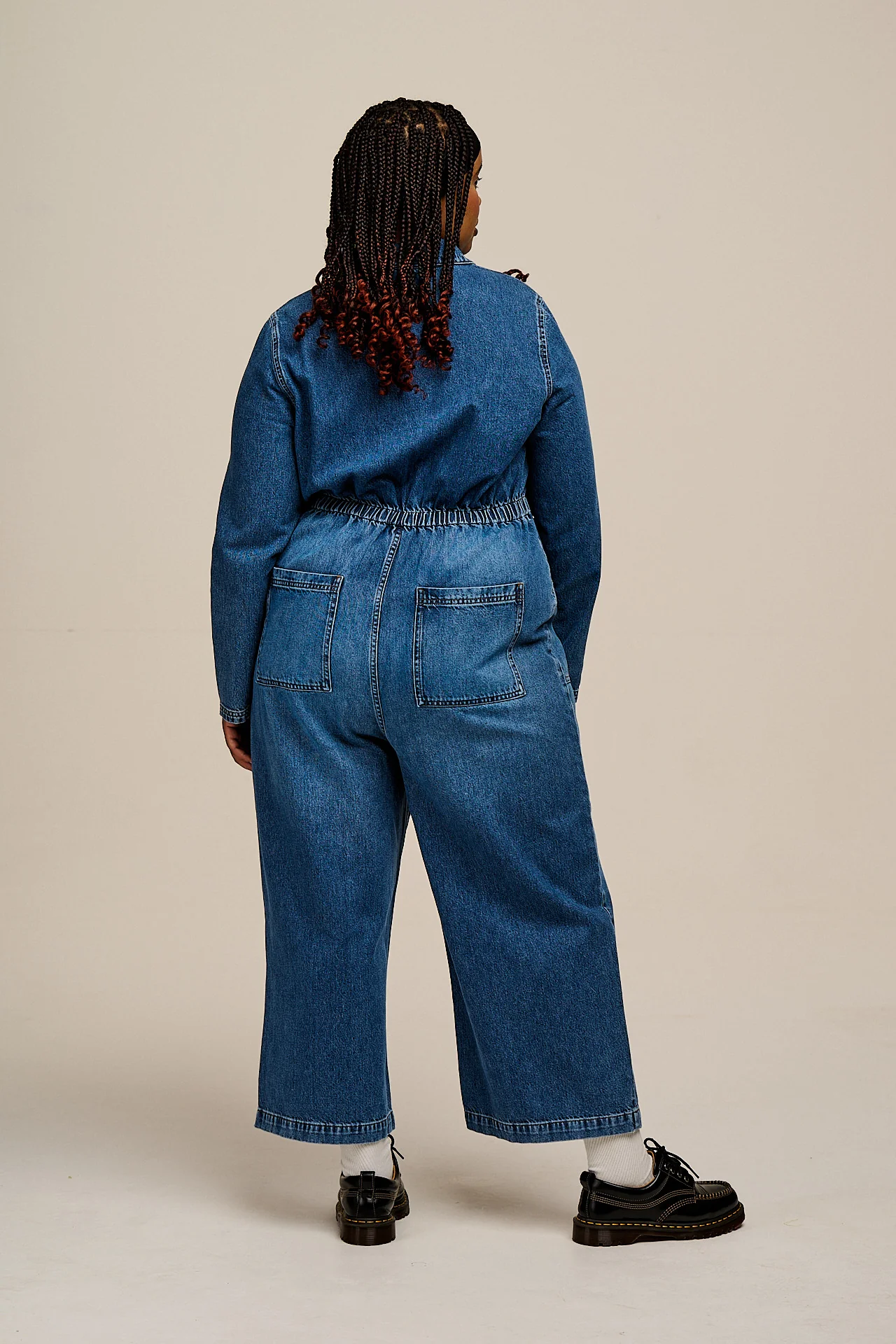 Tavira - Denim Long Sleeve Jumpsuit in Vintage Wash - Image 7