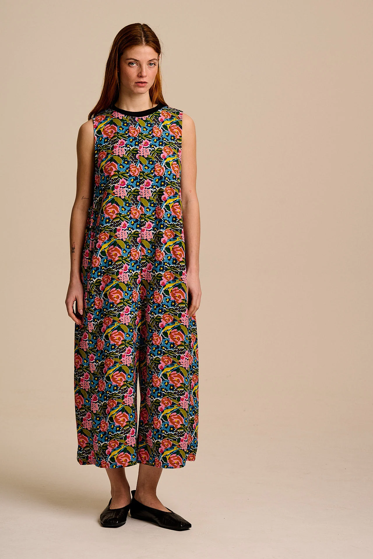 Tilda - Cotton & Viscose Wide Leg Jumpsuit in Blue Birdie Floral - Image 4