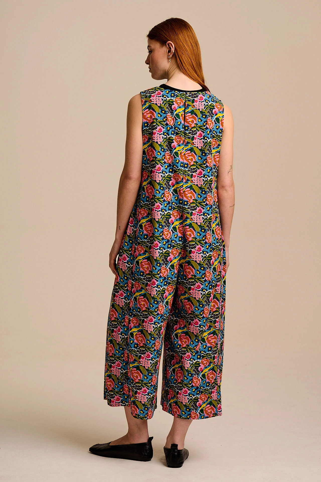 Tilda - Cotton & Viscose Wide Leg Jumpsuit in Blue Birdie Floral - Image 6