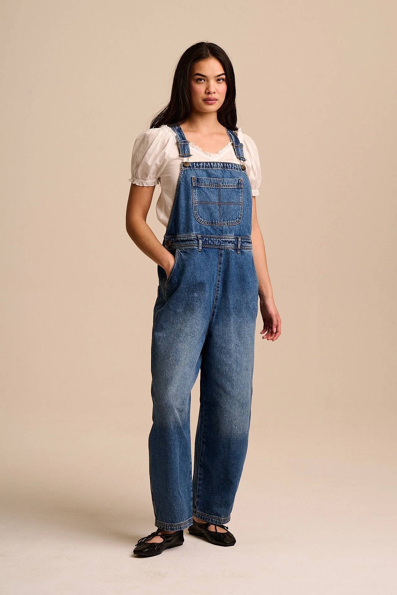 Toluca - Denim Barrel Leg Dungarees in Vintage Wash - Image 11