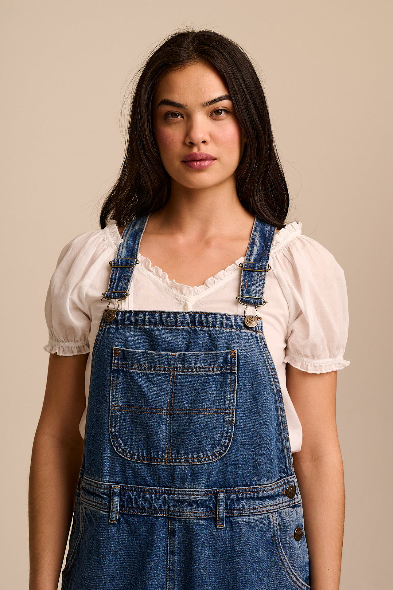 Toluca - Denim Barrel Leg Dungarees in Vintage Wash - Image 3