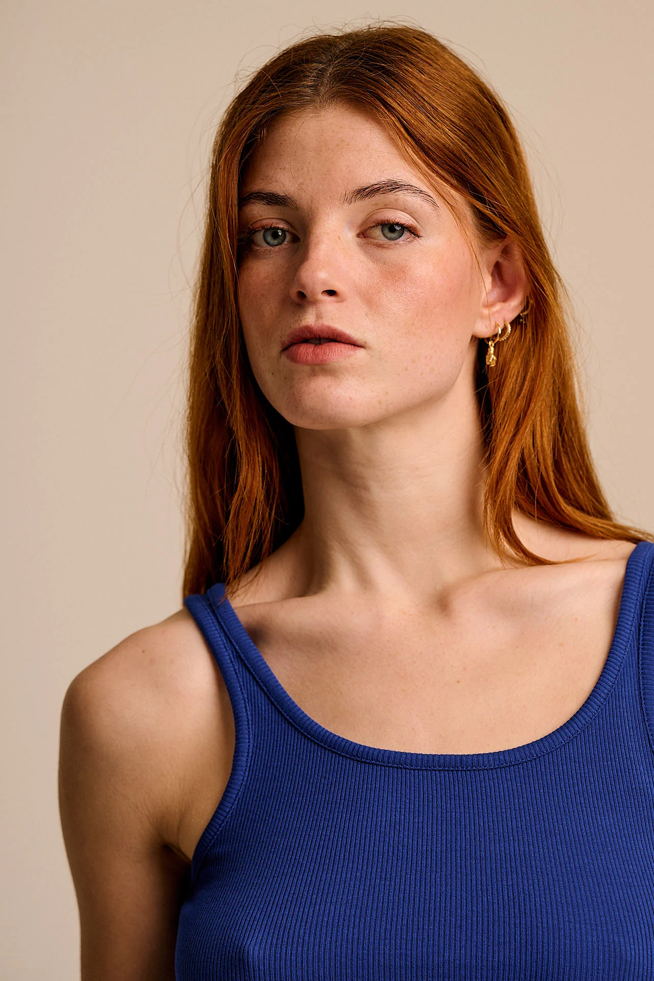 Tully - Cotton Strappy Vest in Blue - Image 2