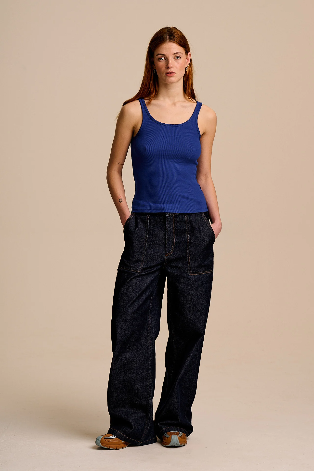 Tully - Cotton Strappy Vest in Blue - Image 4