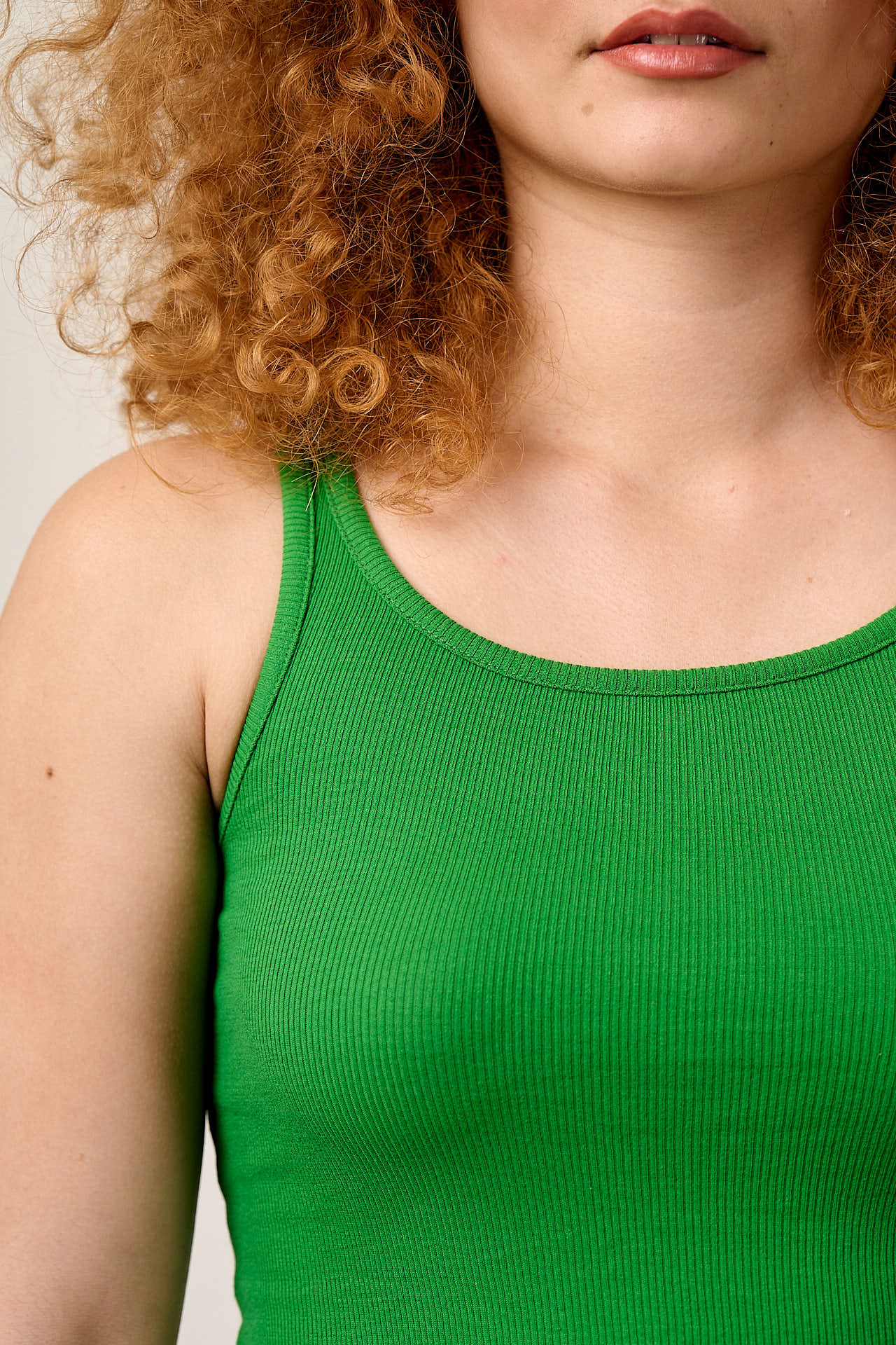 Tully - Cotton Strappy Vest in Green - Image 2