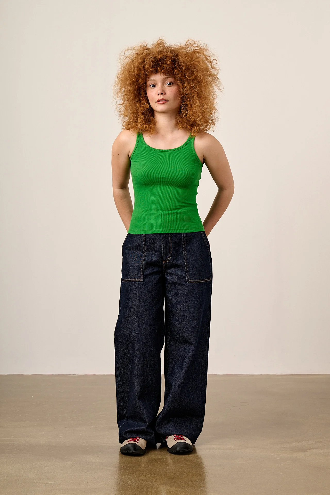 Tully - Cotton Strappy Vest in Green - Image 4