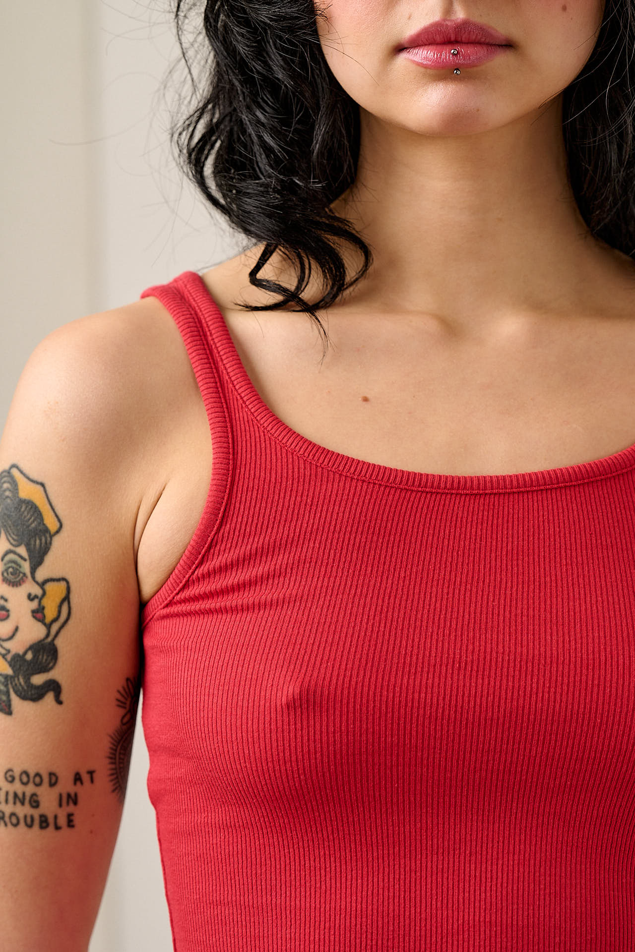 Tully - Cotton Strappy Vest in Red - Image 2