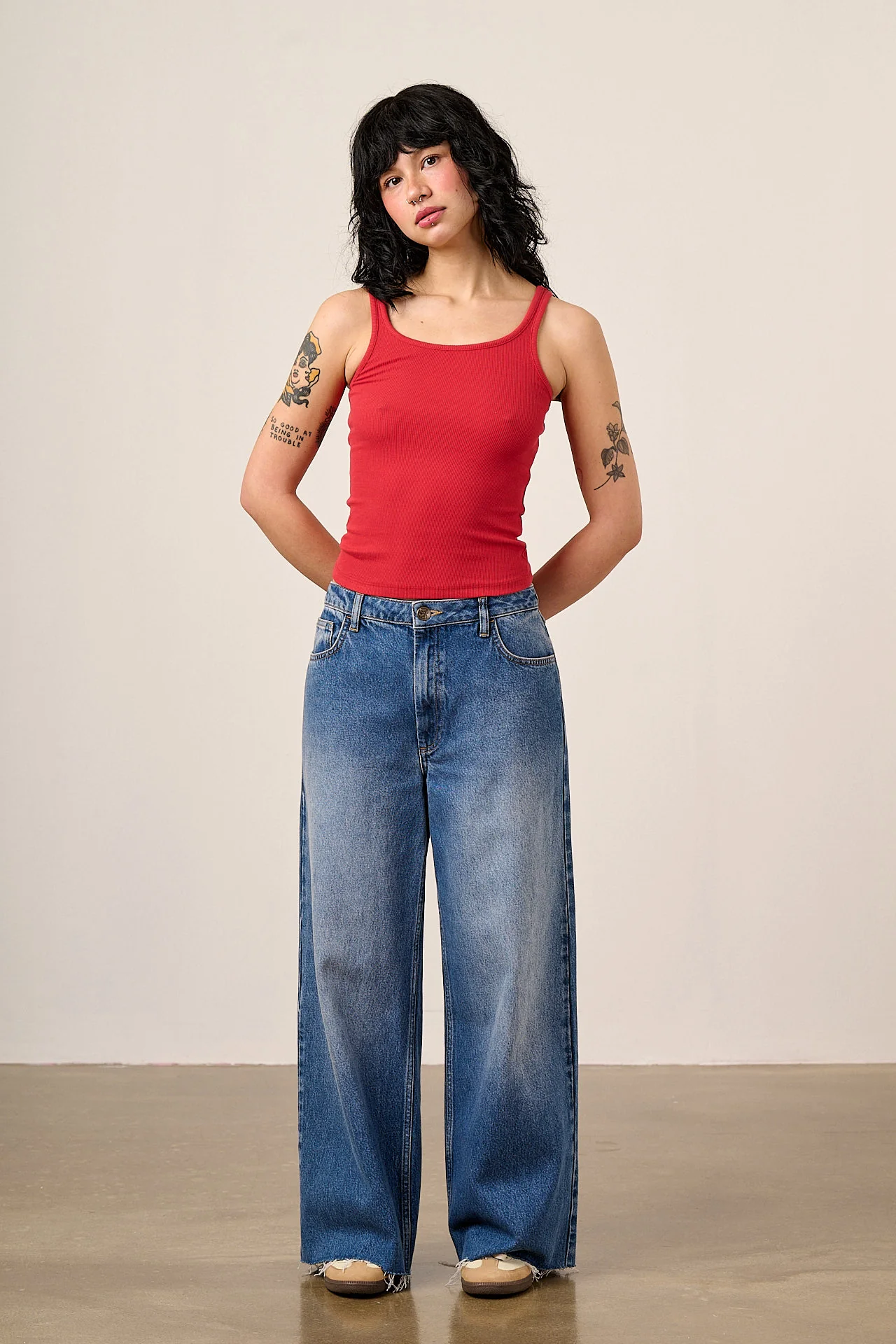 Tully - Cotton Strappy Vest in Red - Image 3