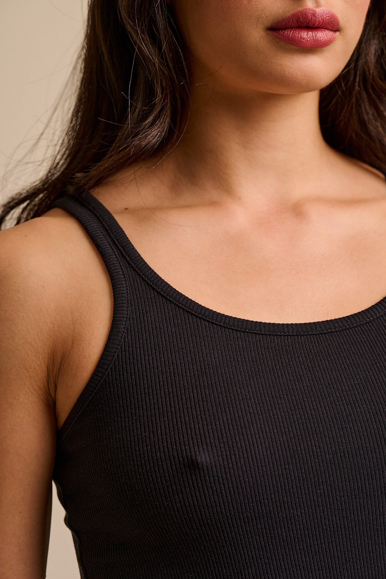 Tully - Cotton Strappy Vest in Black - Image 2
