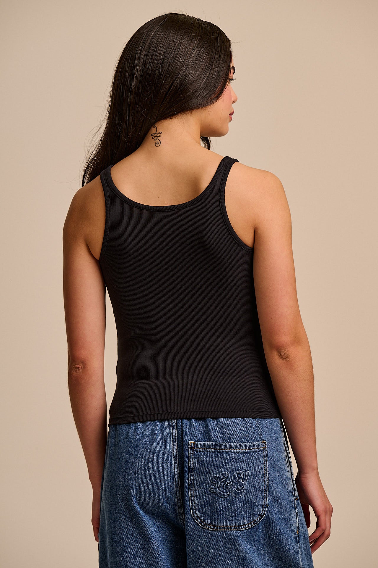Tully - Cotton Strappy Vest in Black - Image 4