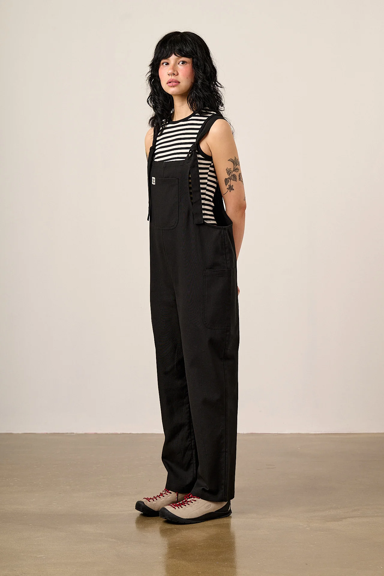 Una - Cotton Dungarees in Black