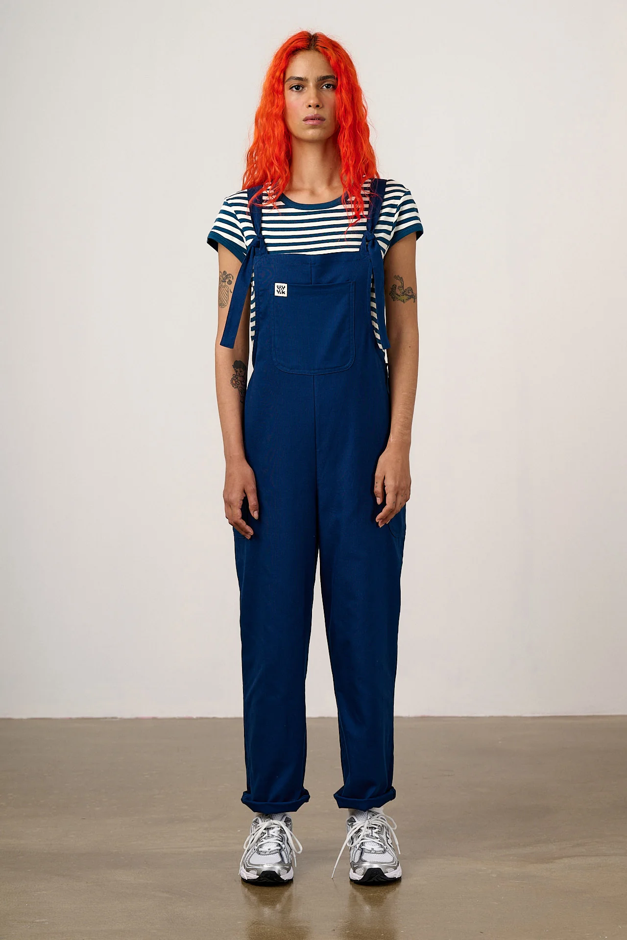 Una - Cotton Dungarees in Navy - Image 4
