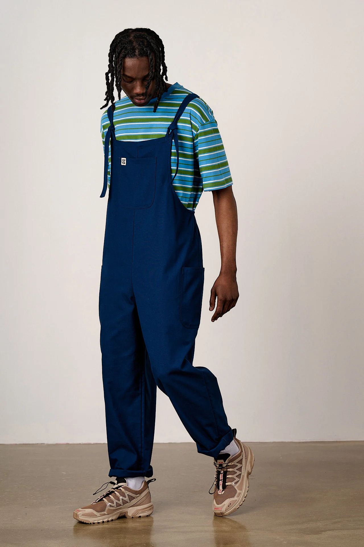Una - Cotton Dungarees in Navy - Image 5