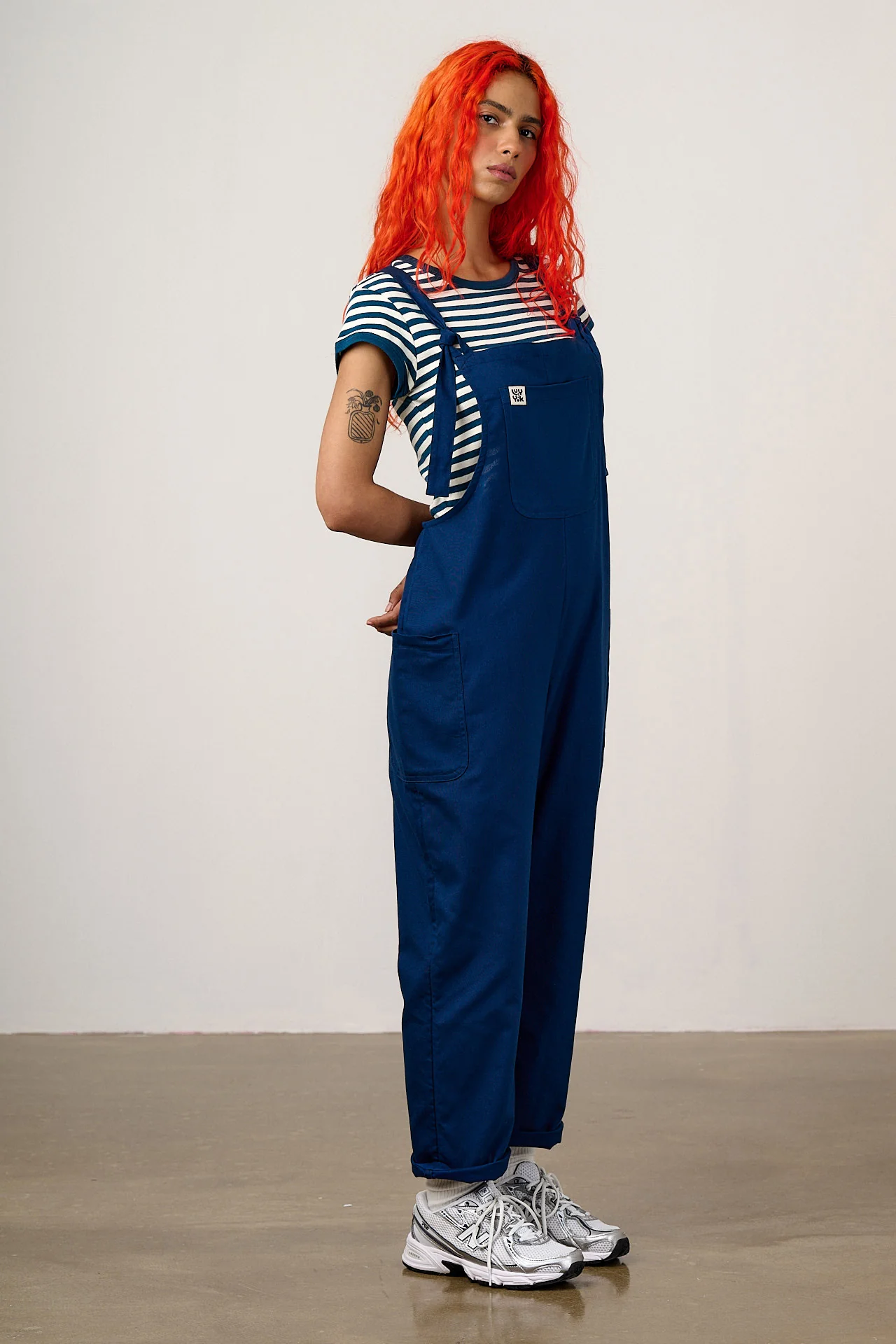 Una - Cotton Dungarees in Navy - Image 6