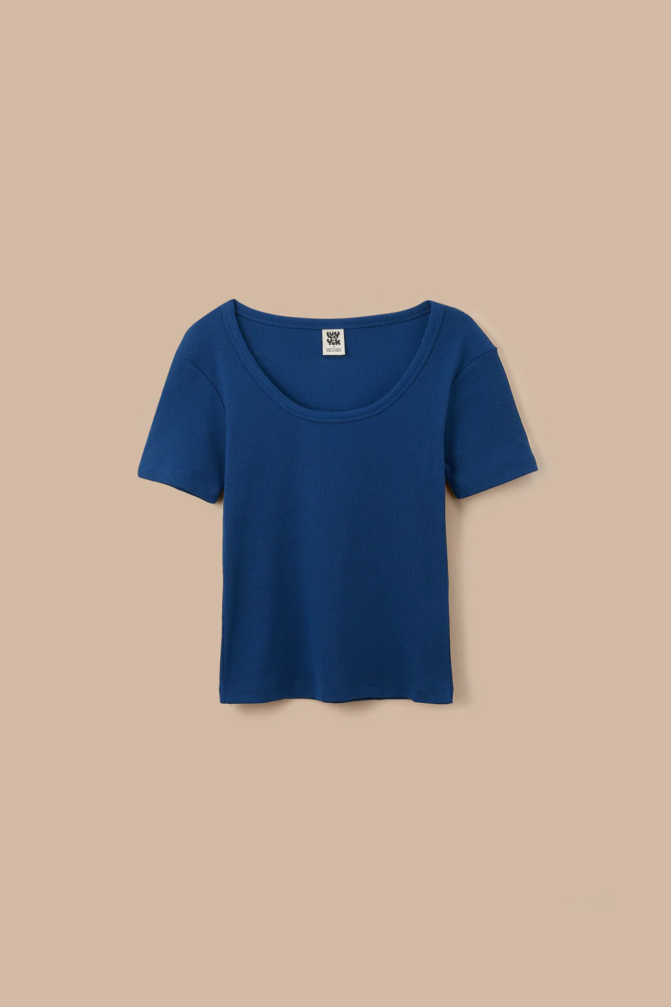 Vita - Ribbed Cotton Scoop Neck Short Sleeve T-Shirt in Navy - Image 5
