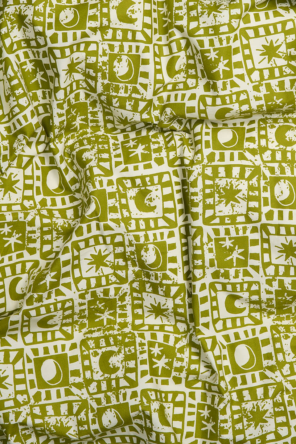 Yolanda - Soft Cotton Bed Sheets in Green Celestial Checkerboard - Image 3