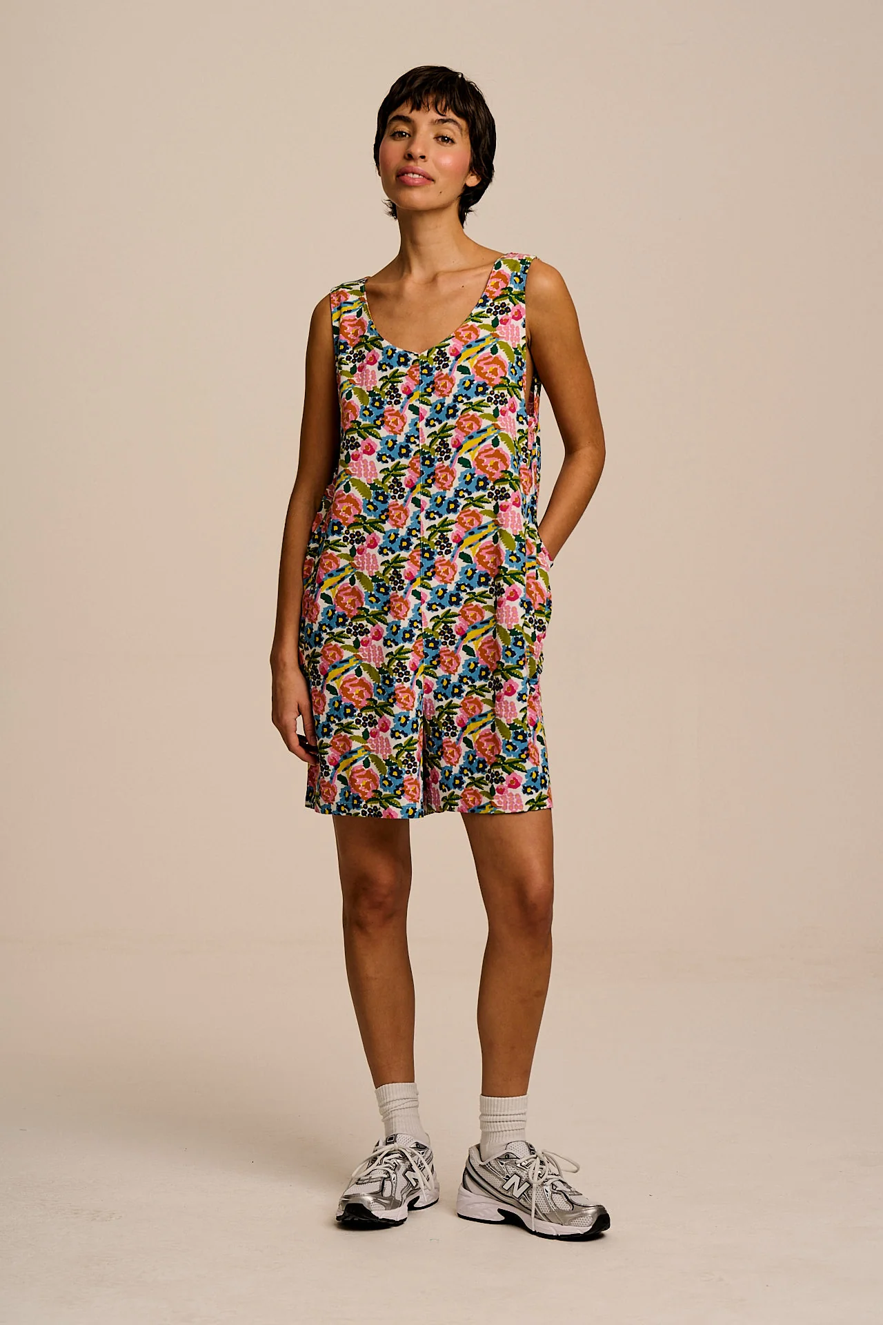 Zadie - Cotton & Viscose Playsuit in Ivory Birdie Floral