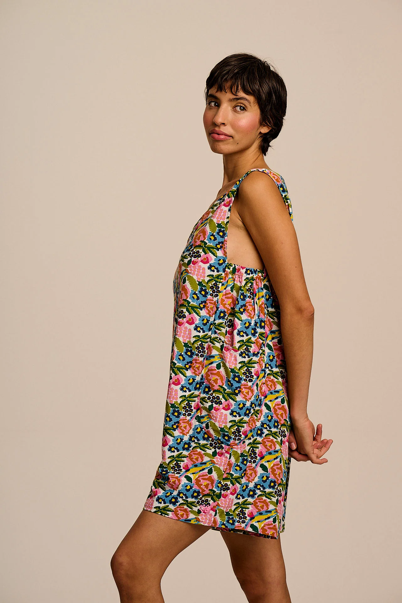 Zadie - Cotton & Viscose Playsuit in Ivory Birdie Floral - Image 2