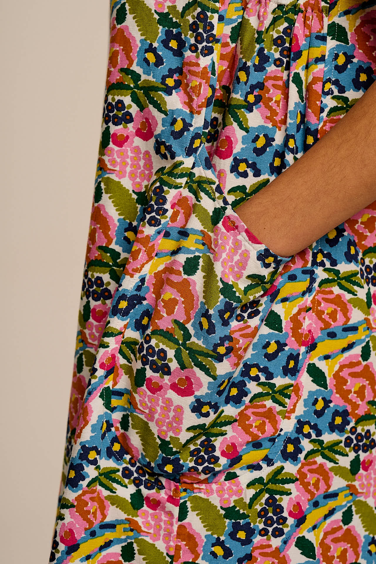 Zadie - Cotton & Viscose Playsuit in Ivory Birdie Floral - Image 3