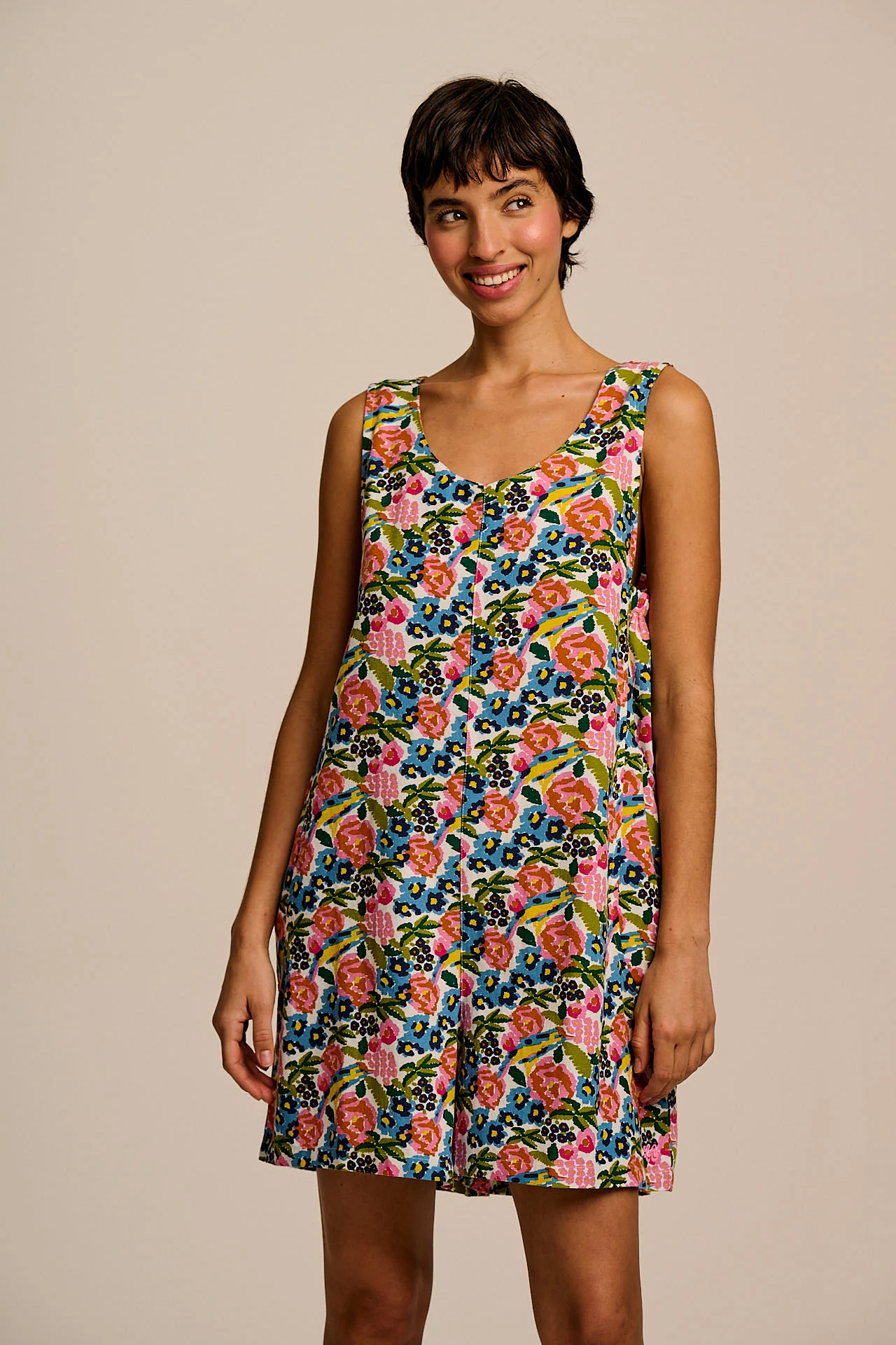 Zadie - Cotton & Viscose Playsuit in Ivory Birdie Floral - Image 4