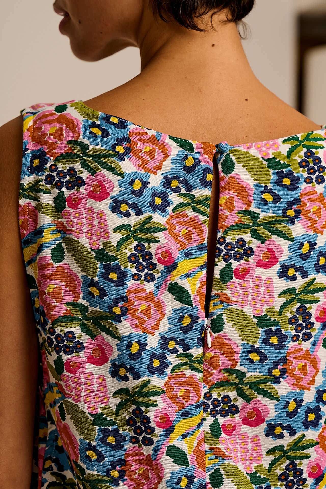 Zadie - Cotton & Viscose Playsuit in Ivory Birdie Floral - Image 6