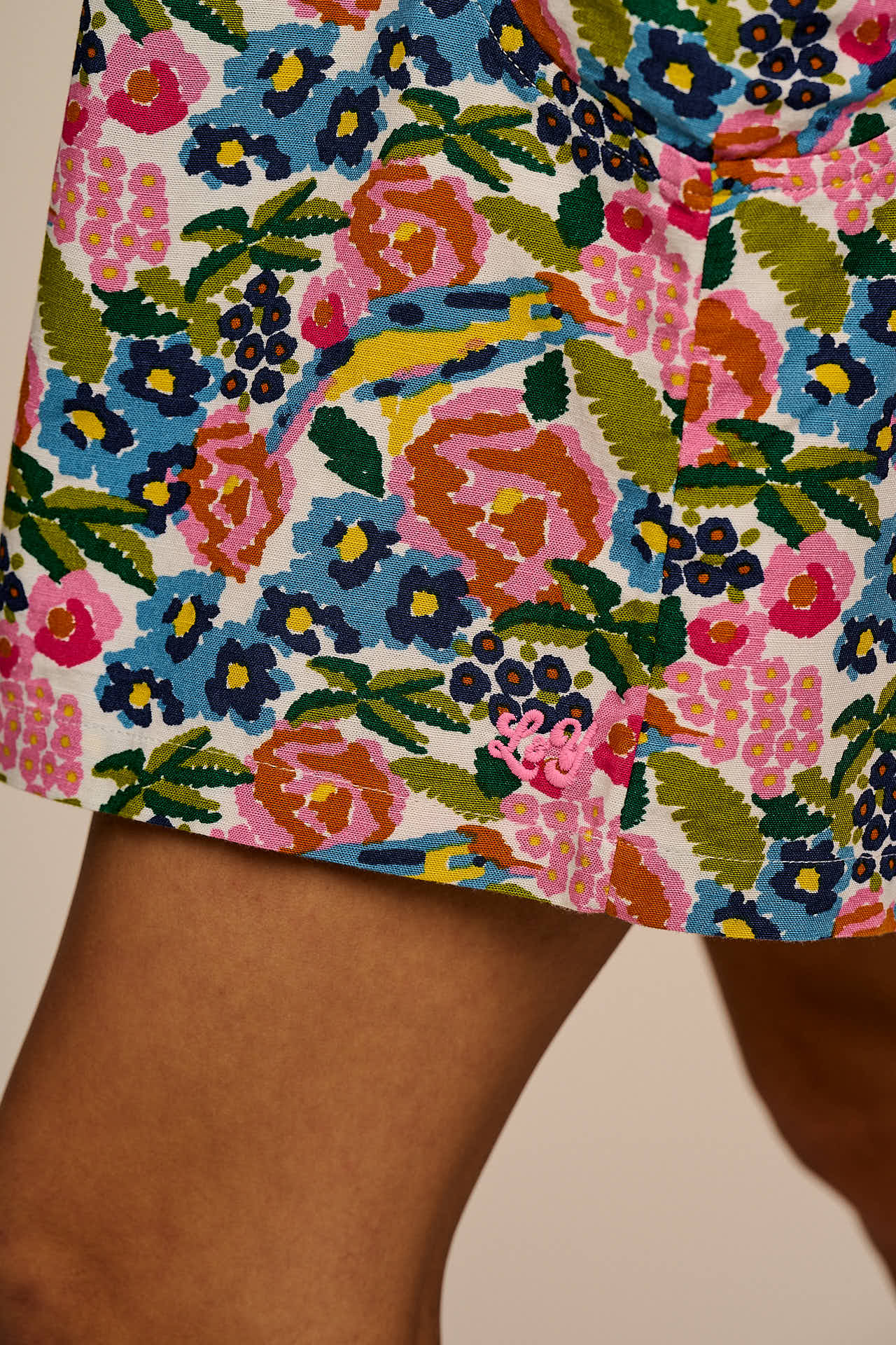 Zadie - Cotton & Viscose Playsuit in Ivory Birdie Floral - Image 8