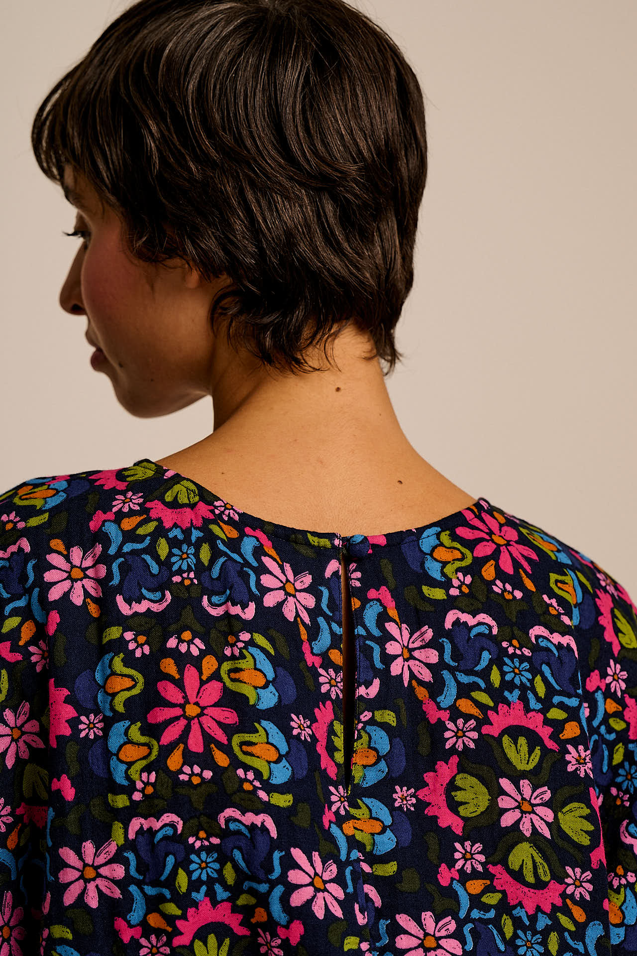 Zamora - Cotton Top in Blue Artisan Floral Patchwork - Image 2