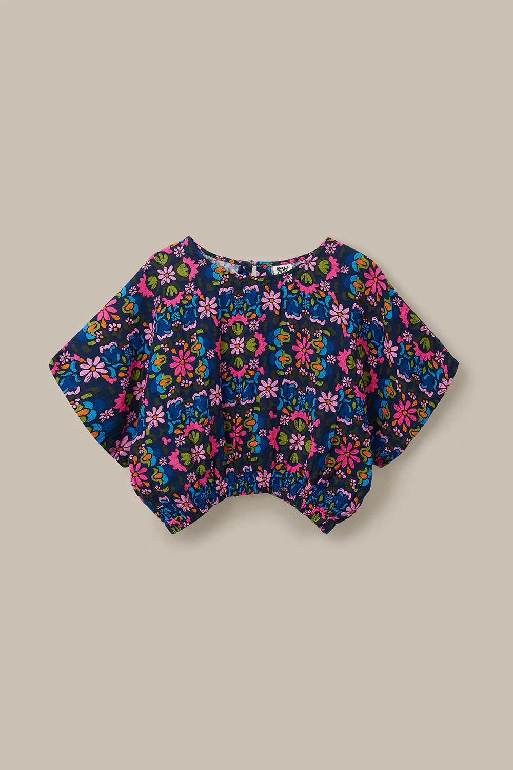 Zamora - Cotton Top in Blue Artisan Floral Patchwork - Image 3