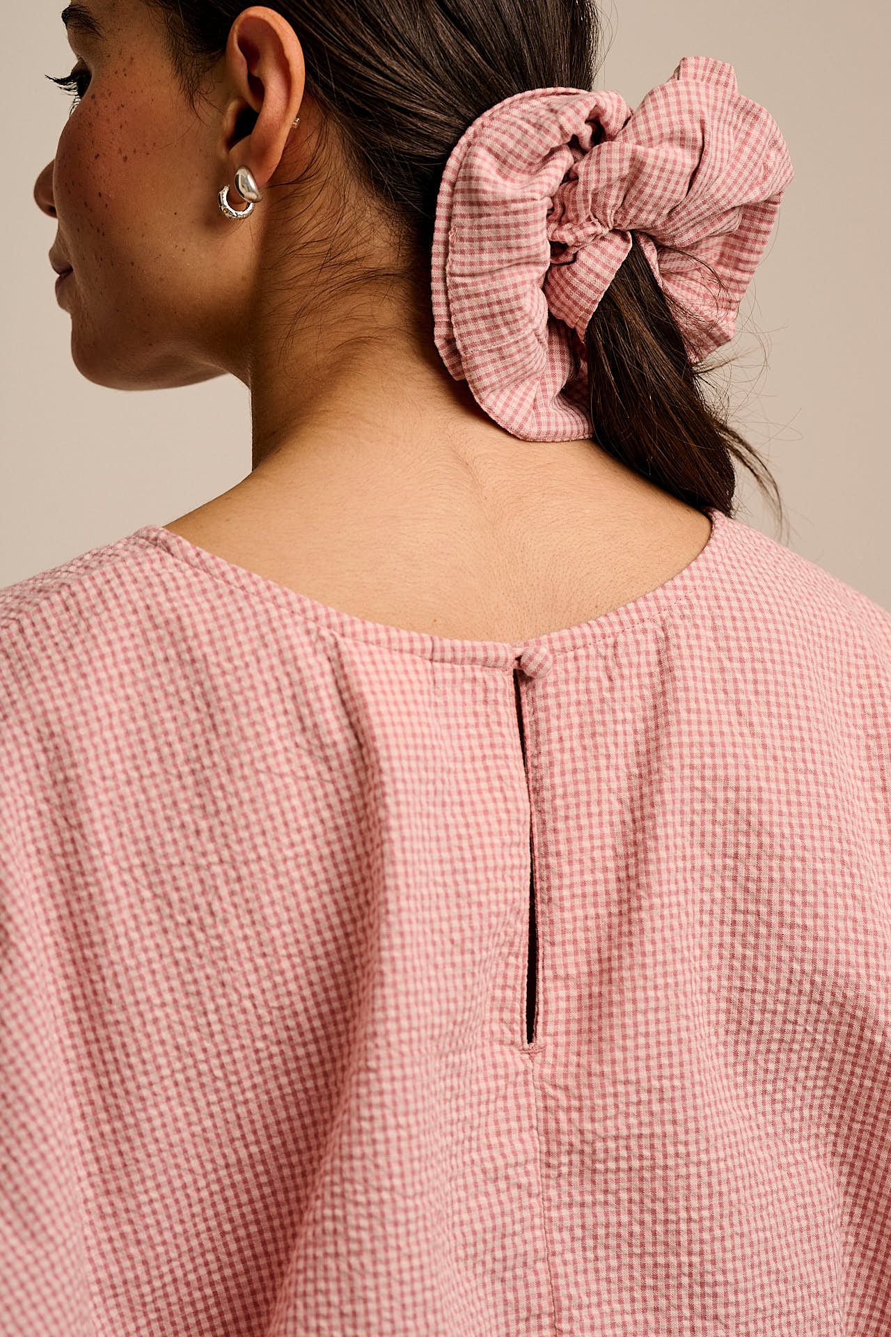Zamora - Cotton Top in Pink Mini Gingham - Image 3