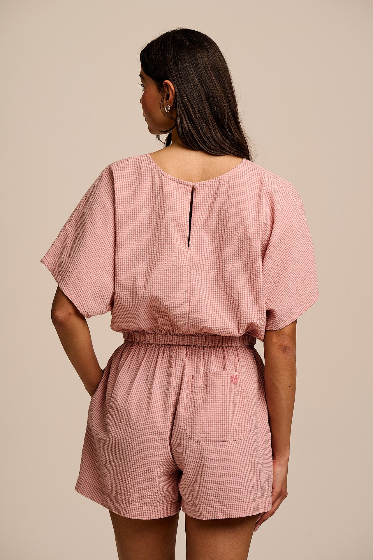 Zamora - Cotton Top in Pink Mini Gingham - Image 7
