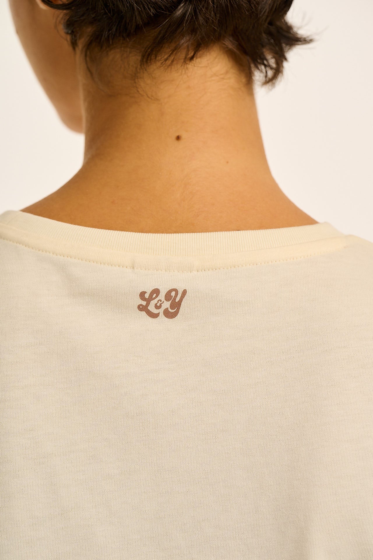 Zayla - Cropped Boxy T-Shirt in Ecru New Moon Print - Image 5
