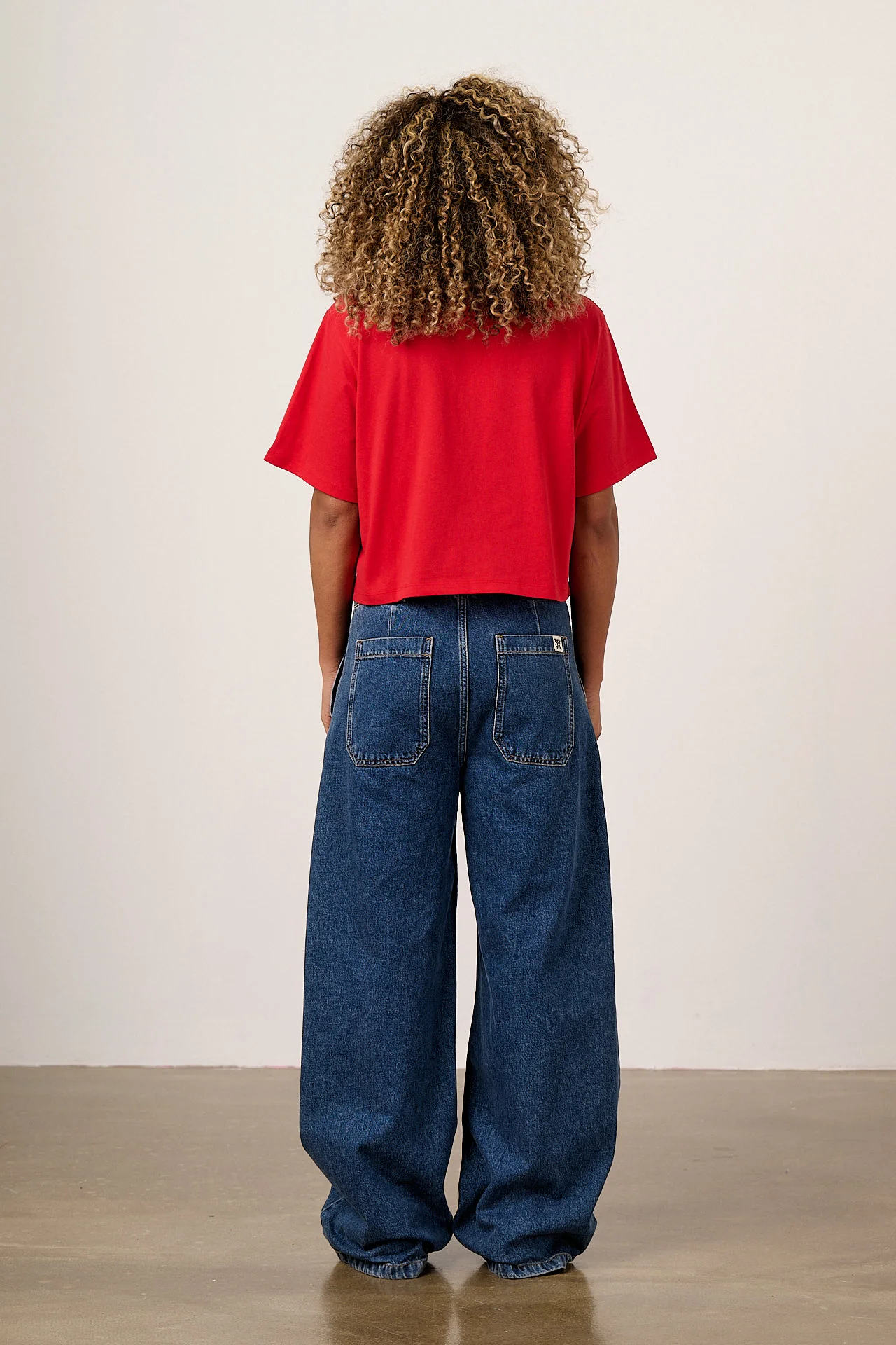 Zayla - Cotton Cropped Boxy T-Shirt in True Red - Image 5